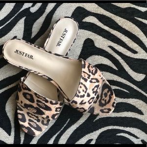 Leopard Print Slide On Sandal with Slight Heel-8.5